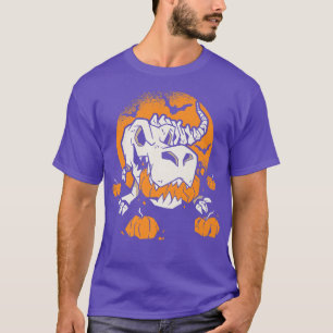 Halloween Skeleton TRe Dinosaur Pumpkin T-Shirt