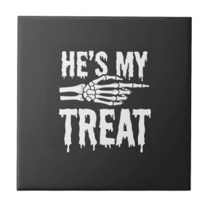 Halloween Skeleton Treat Dripping Typography Desig Ceramic Tile
