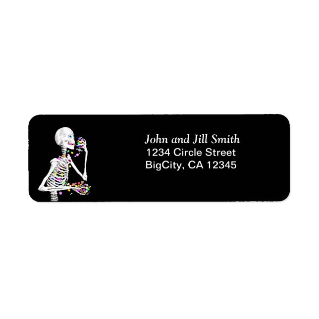 Halloween Skeleton Treats Return Address Label (Front)