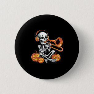 Halloween Skeleton Trombone Trombonist  6 Cm Round Badge