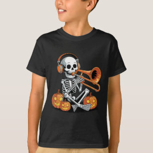 Halloween Skeleton Trombone Trombonist  T-Shirt