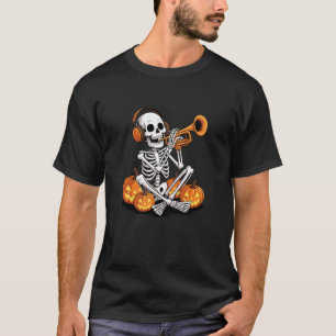 Halloween Skeleton Trumpet Trumpeter T-Shirt