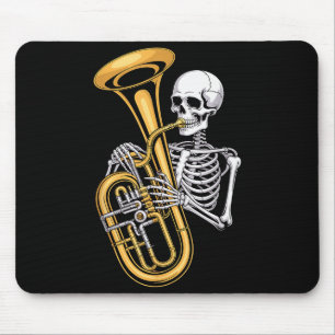 Halloween Skeleton Tuba Tubist Mouse Pad