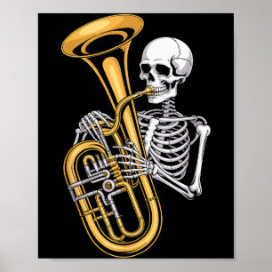 Halloween Skeleton Tuba Tubist  Poster