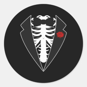 Halloween Skeleton Tuxedo Costume  Classic Round Sticker