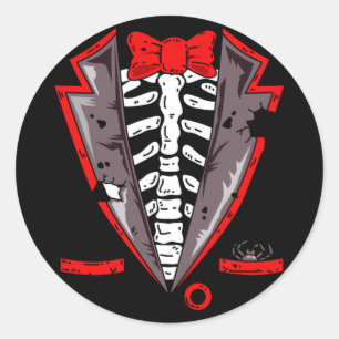 Halloween Skeleton Tuxedo Costume Gift Performance Classic Round Sticker
