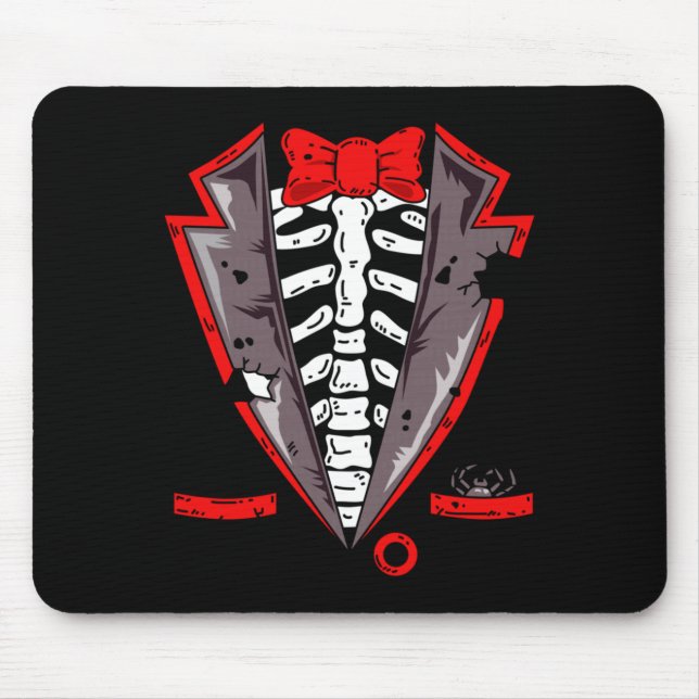 Halloween Skeleton Tuxedo Costume Gift Performance Mouse Pad (Front)