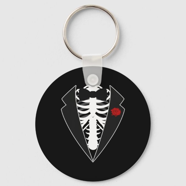 Halloween Skeleton Tuxedo Costume  Key Ring (Front)