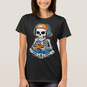 Halloween Skeleton Video Gamer Funny Gaming Boys M T-Shirt