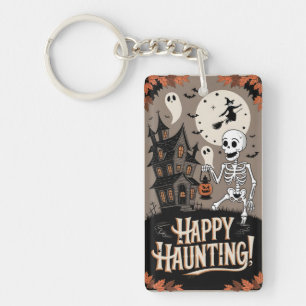 Halloween Skeleton Vintage and pumpkin Key Ring