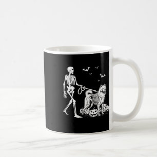 Halloween Skeleton Walking Samoyed Dog Coffee Mug