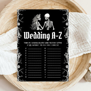 Halloween Skeleton Wedding A-Z Bridal Shower Game Invitation