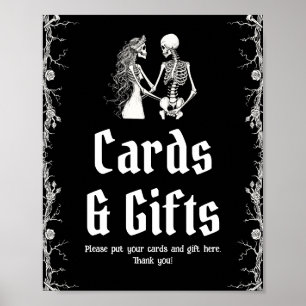 Halloween Skeleton Wedding Cards and Gifts Sign