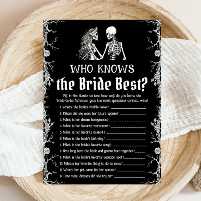 Halloween Skeleton Who Knows the Bride Best Game Invitation (Creator Uploaded)