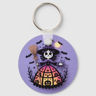Halloween Skeleton Witch Key Ring