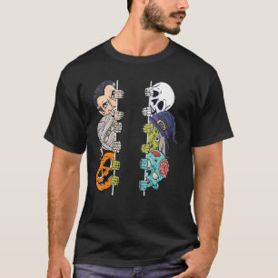 Halloween Skeleton Witch Peeking Zombie Mummy Kids T-Shirt