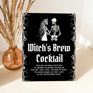 Halloween Skeleton Witch's Brew Cocktail Sign  
