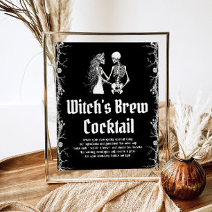 Halloween Skeleton Witch's Brew Cocktail Sign