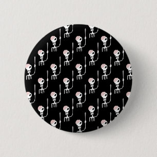Halloween skeleton with a sword 6 cm round badge