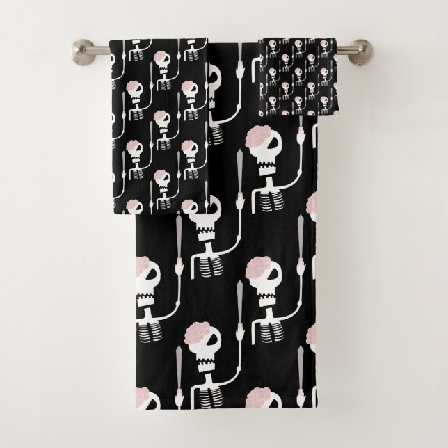 Halloween skeleton with a sword  bath towel set (Insitu)