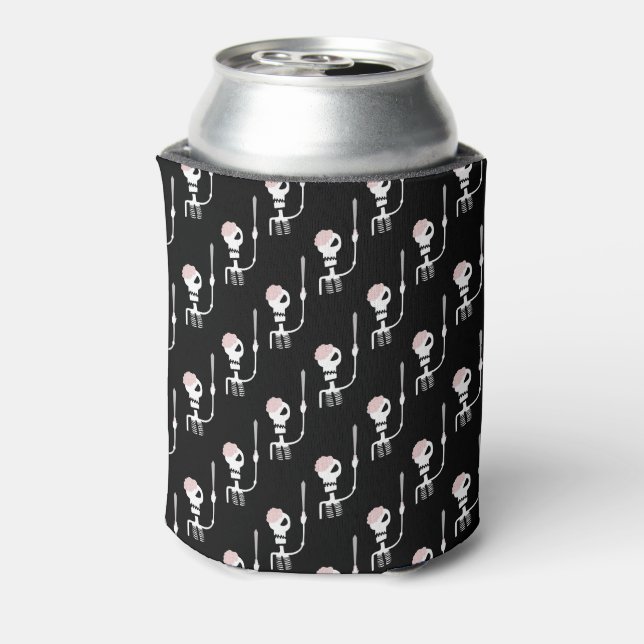Halloween skeleton with a sword  can cooler (Can Back)