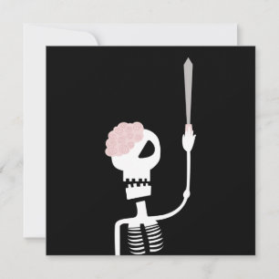 Halloween skeleton with a sword card