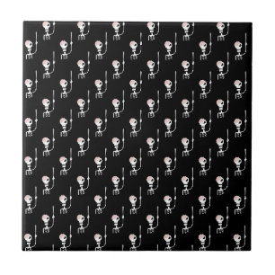 Halloween skeleton with a sword ceramic tile