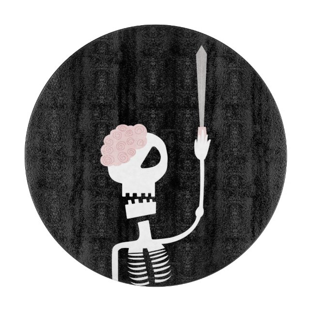 Halloween skeleton with a sword  cutting board (Front)