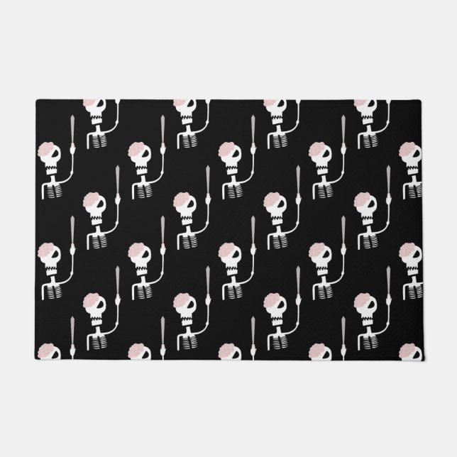 Halloween skeleton with a sword  doormat (Front)
