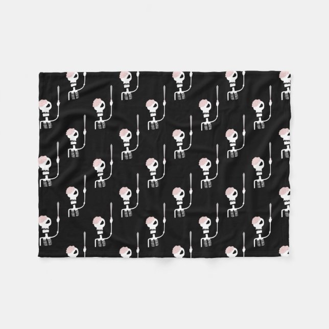Halloween skeleton with a sword  fleece blanket (Front (Horizontal))