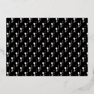 Halloween skeleton with a sword foil holiday card