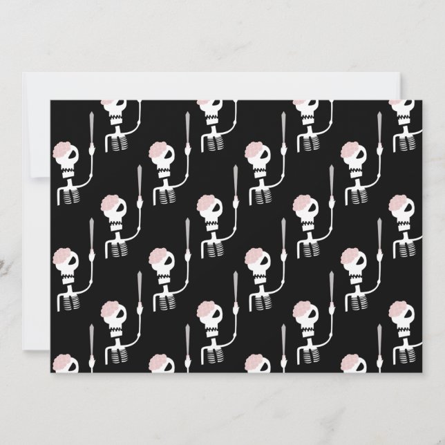 Halloween skeleton with a sword  holiday card (Front)