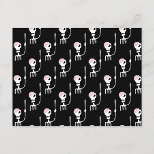 Halloween skeleton with a sword  holiday postcard