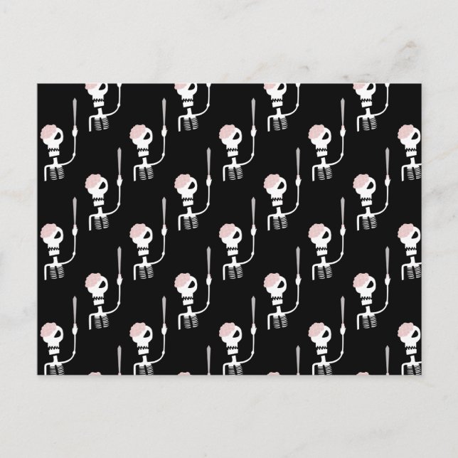 Halloween skeleton with a sword  holiday postcard (Front)