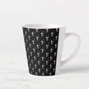 Halloween skeleton with a sword  latte mug