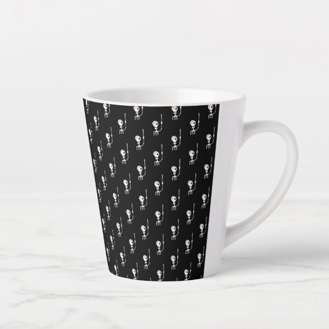 Halloween skeleton with a sword  latte mug (Right)