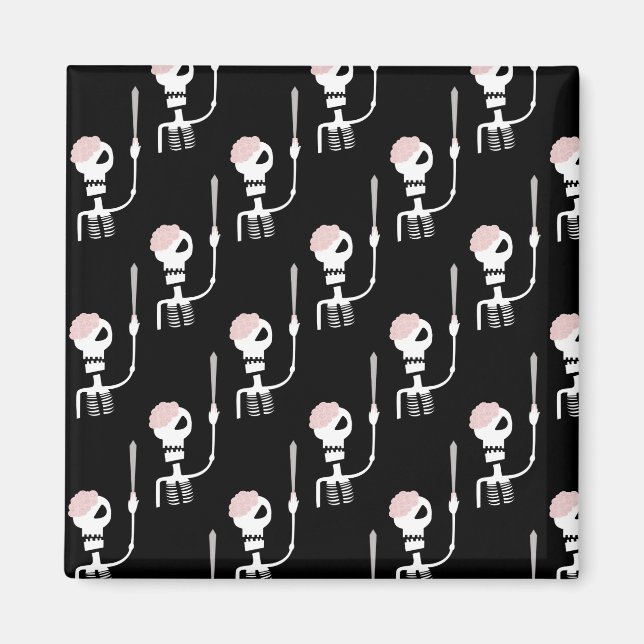 Halloween skeleton with a sword  magnet (Front)