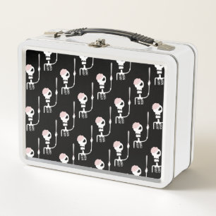 Halloween skeleton with a sword  metal lunch box