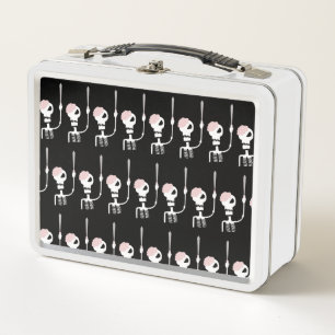 Halloween skeleton with a sword  metal lunch box