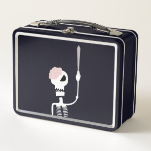 Halloween skeleton with a sword  metal lunch box