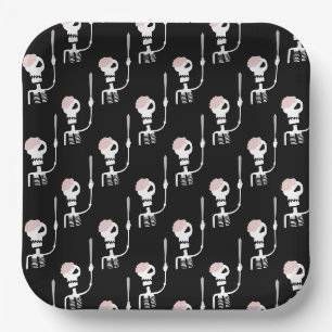 Halloween skeleton with a sword  paper plate