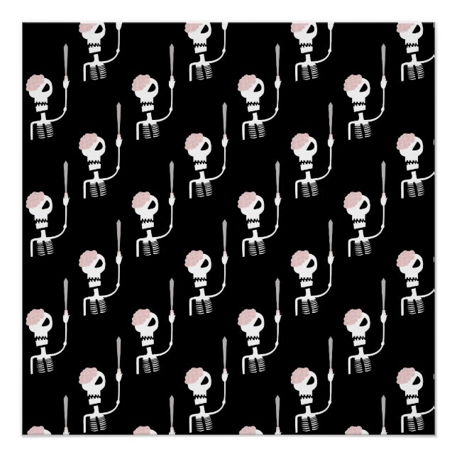 Halloween skeleton with a sword  poster (Front)
