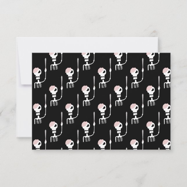 Halloween skeleton with a sword  RSVP card (Front)