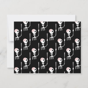 Halloween skeleton with a sword save the date