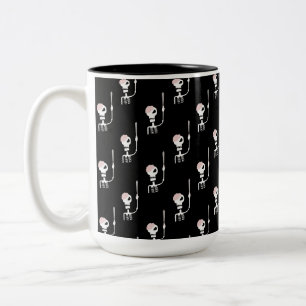 Halloween skeleton with a sword Two-Tone coffee mug
