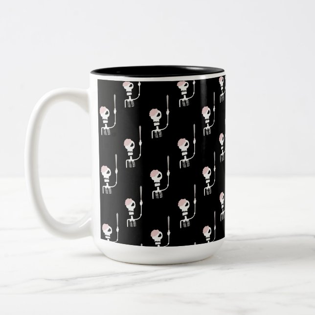 Halloween skeleton with a sword  Two-Tone coffee mug (Left)