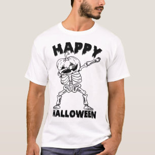 Halloween Skeleton with Pumpkin - Happy Halloween T-Shirt