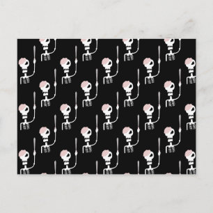 Halloween Skeleton with Sword Holiday Postcard