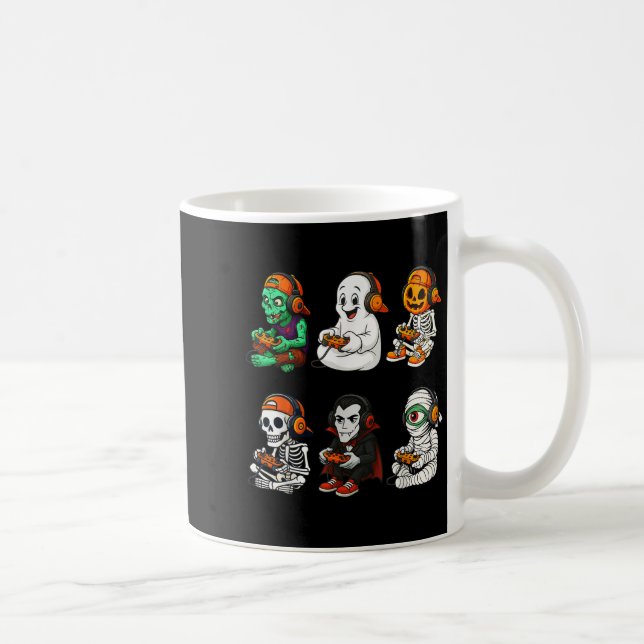 Halloween Skeleton, Zombie Gamer Video Gaming  Coffee Mug (Right)