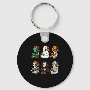 Halloween Skeleton, Zombie Gamer Video Gaming  Key Ring